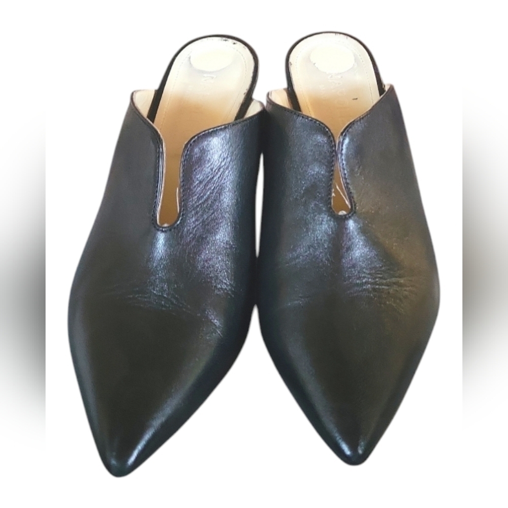 Black Women's Pointed Leather Mule Slides